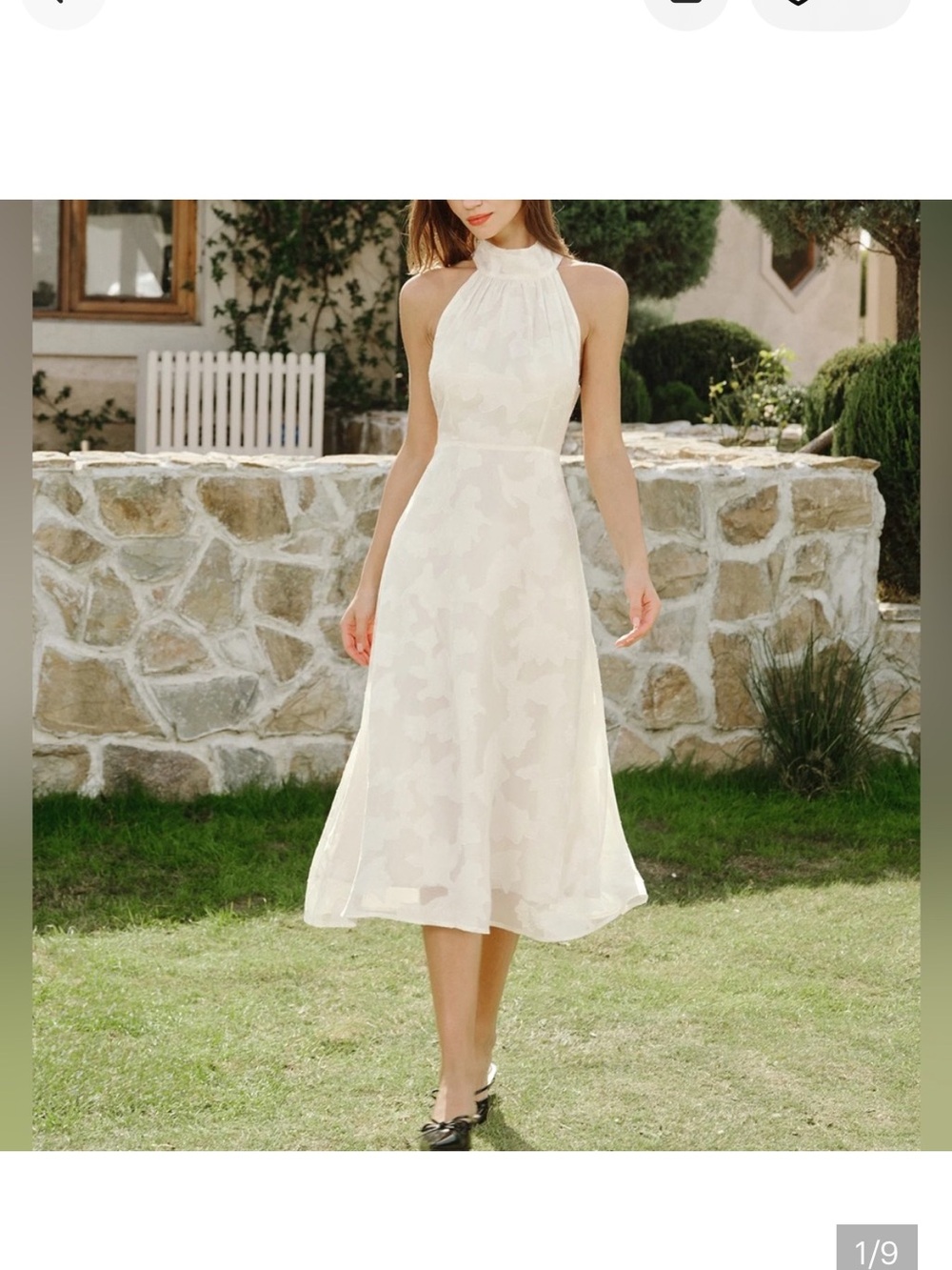 Mock neck tie midi floral dress